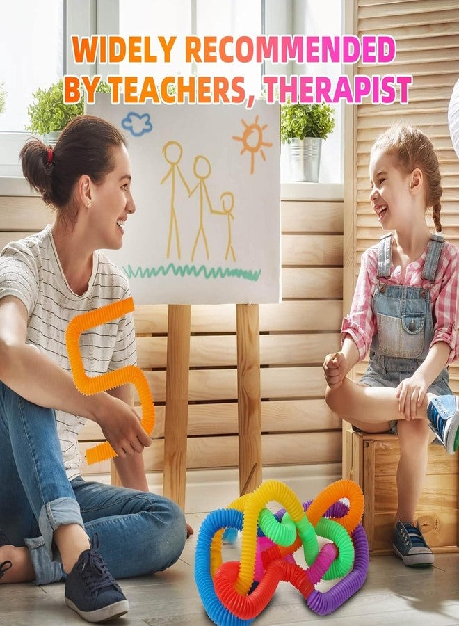 MAGHROLA Pop Tubes Sensory Fidget Toys for Kids, Adults 【12pcs 】Stretchable, Bendable, Connectable Tubes - Stress Relief, Autism & ADHD Therapy Toy,Fine Motor Skills Learning,Party Favor【Multi-Color】 - Image 4
